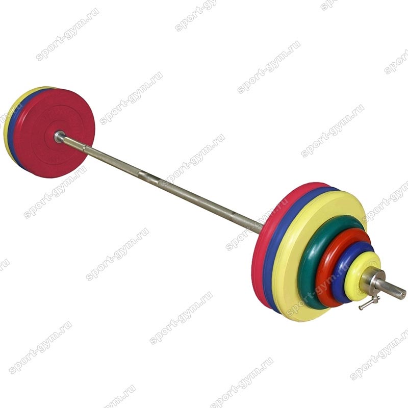 Штанга с грифом 1900 * 26 мм, 170 кг, цветные обрезиненные диски
