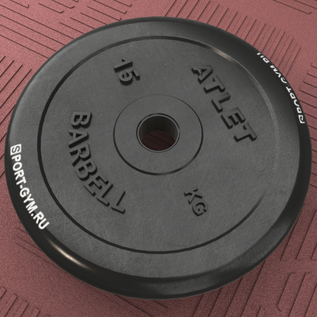Черный тренировочный диск 15 кг Barbell Atlet