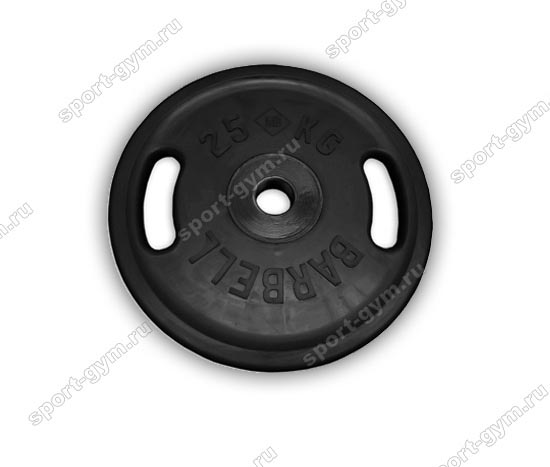 Черный олимпийский диск с ручками 25 кг MB Barbell &Oslash; 51 мм