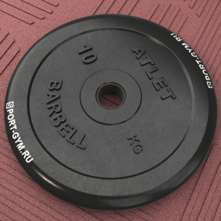 Черный тренировочный диск 10 кг Barbell Atlet